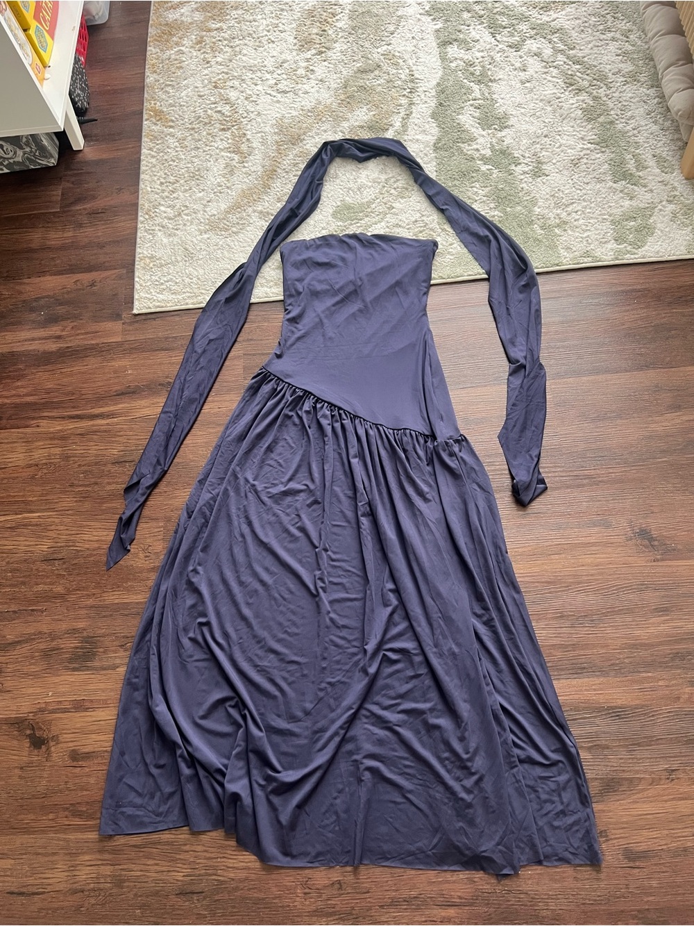 Women’s Navy Blue Maxi Dress with neck scarf